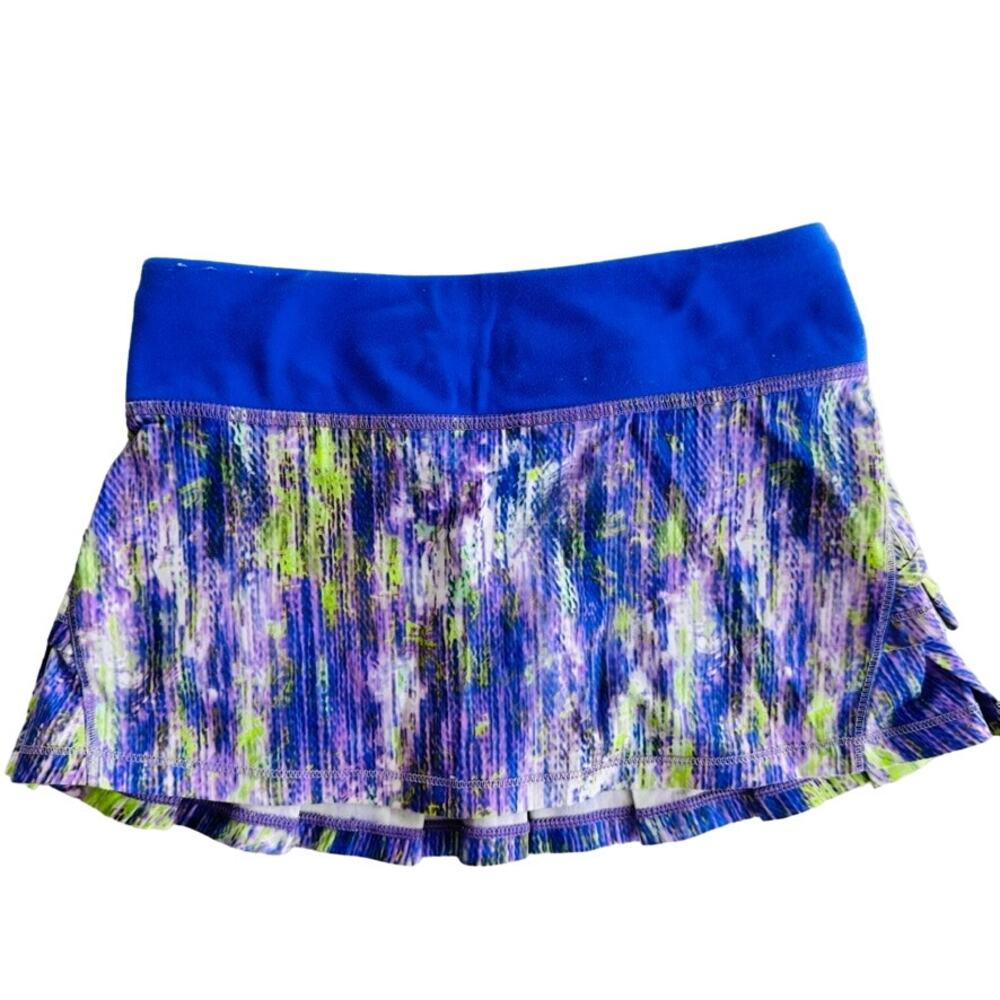 Ivivva Lululemon Girls Run Relay Skirt Purple Green Multi Size 6 Pleated Skort